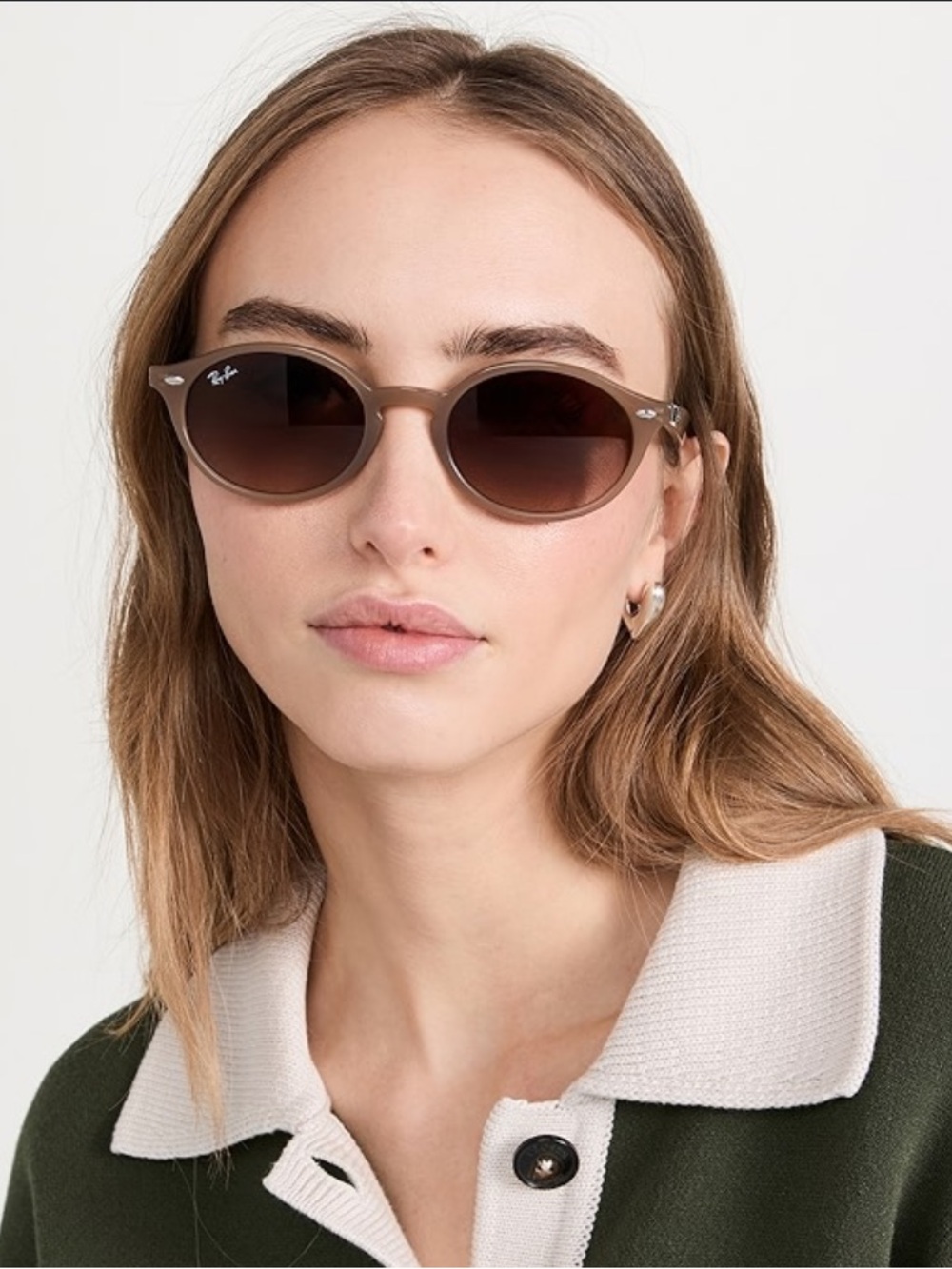 Ray-Ban Turtledove Round Sunglasses with Brown Gradient Lenses